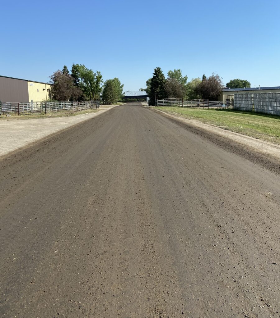 Enviro Gravel Seal (EGS) was applied in this industrial subdivision. This road has heavy traffic including Super B’s and oilfield equipment. We had great results.